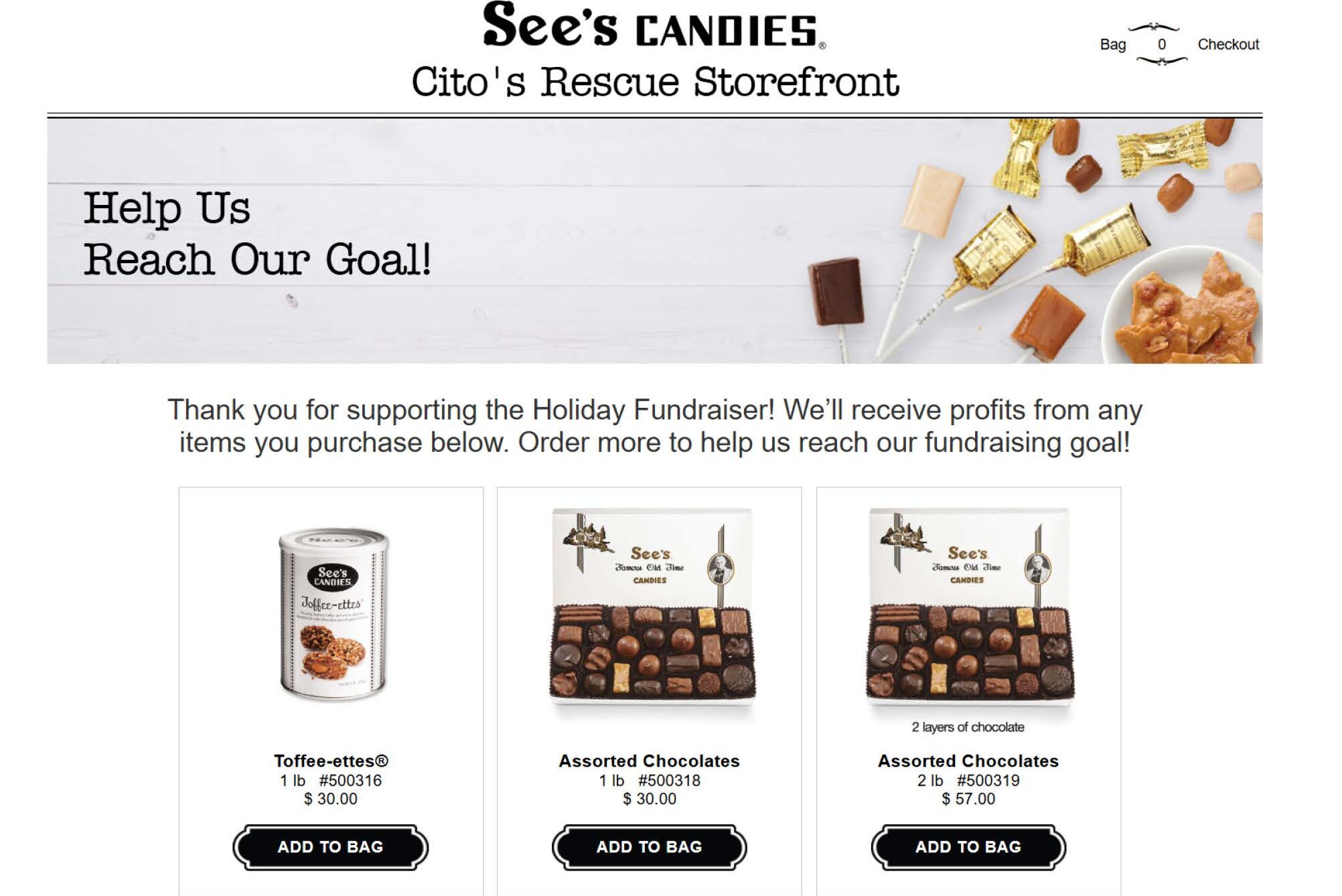 See's Candies Fundraiser for Cito's Rescue